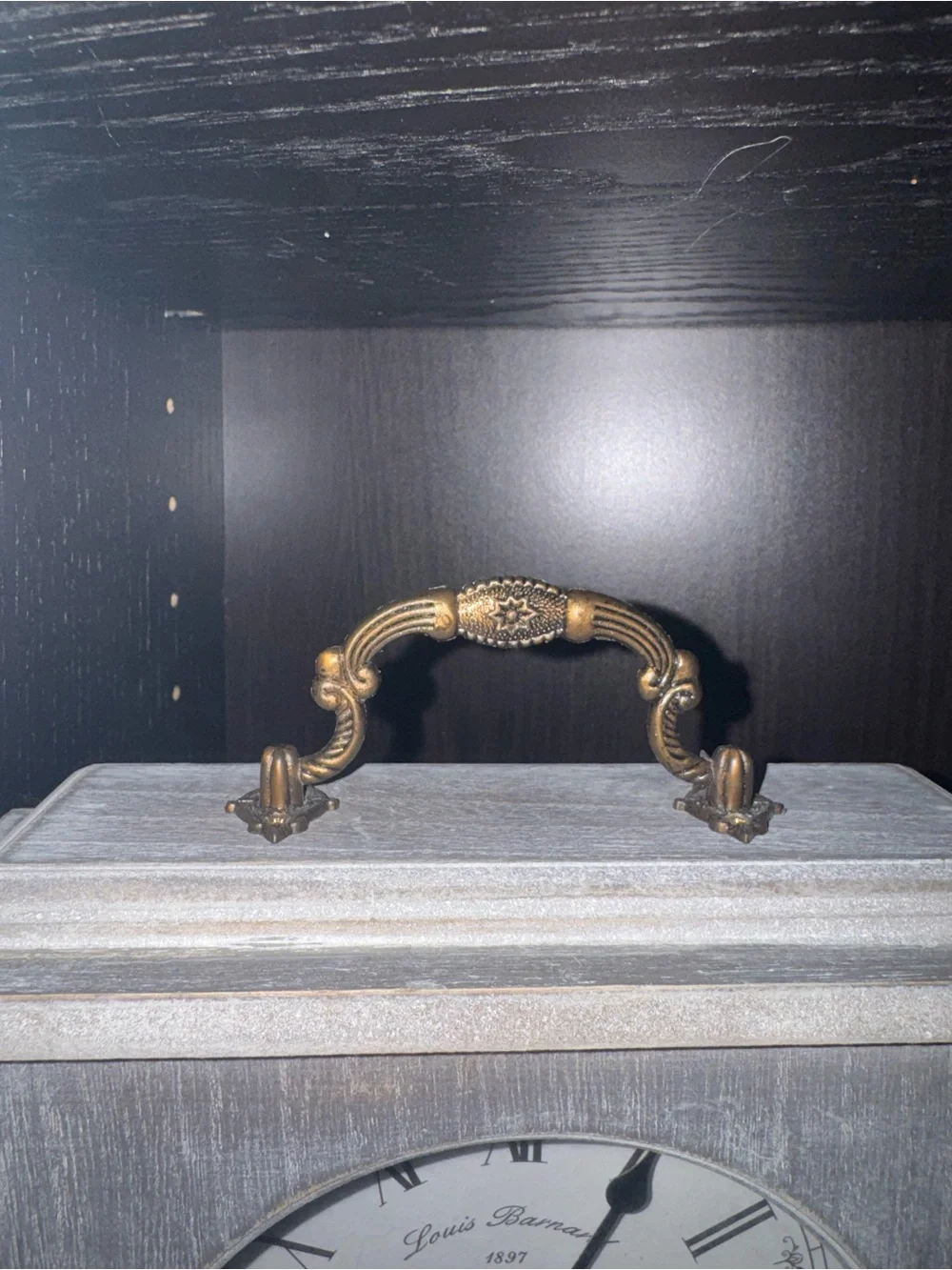 Gray and Gold Mantel Clock with Roman Dial (working)